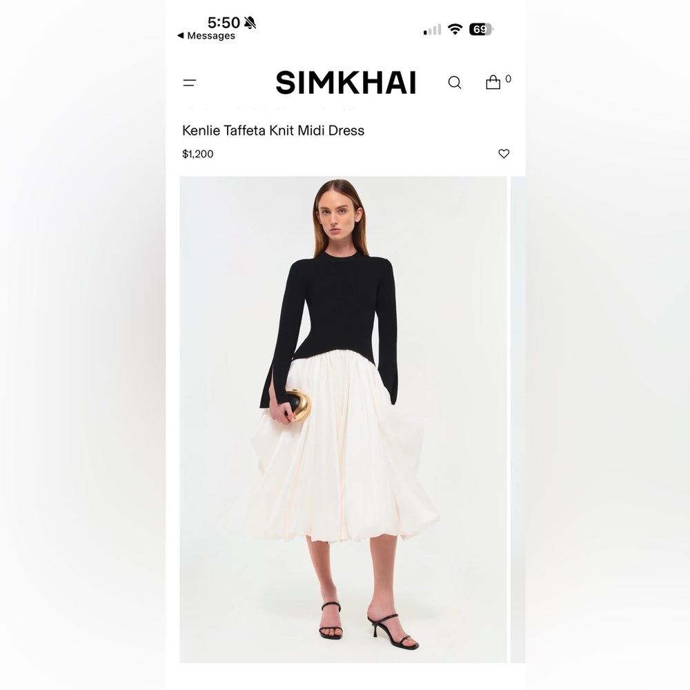Jonathan Simkhai Black & Cream Midi Skirt
